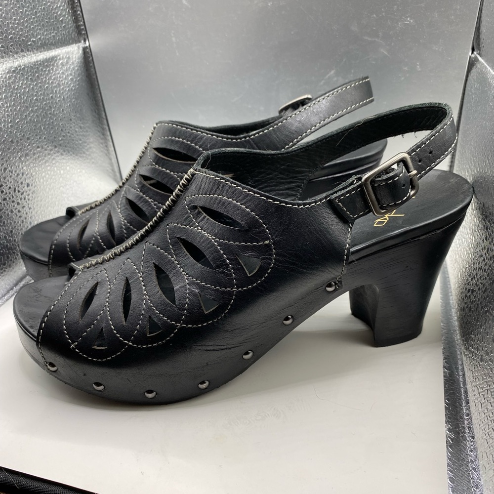 Dansko Black 41 Rowena Peeptoe Clog